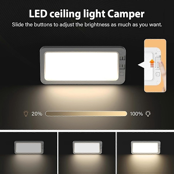 12V LED Caravan Innvendig Belysning Dimbar Bobil med 3 Fargetemperaturer Skyvebryter for Tak RV Bobil Marine Camper