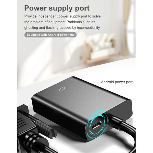 VGA til HDMI-kompatibel Videoadapter Instant Cast Universal Kompatibilitet til Forretningsrejser Kontor