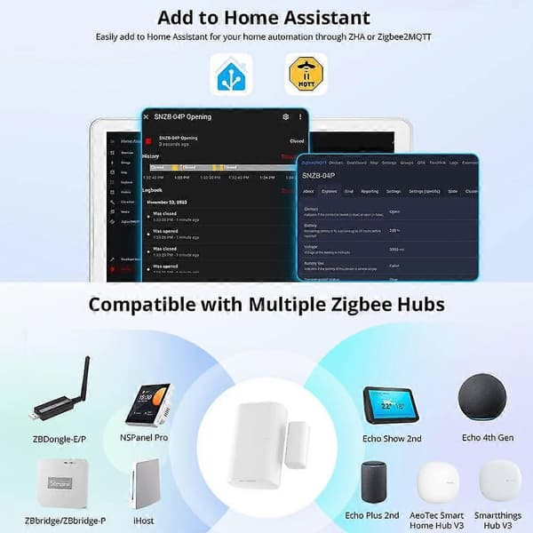 Sonoff Zigbee Vindus-/dørsensor SNZB-04P Dørkontakt Magnetsensor Fungerer med Ewelink ZBBridge Alexa Zigbee2mqtt Home Assistant