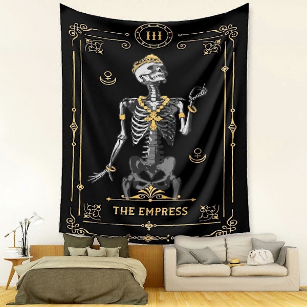Wekity Skull Tarot Vægtæppe Æstetisk Kunst Hjem Baggrundstof Ornament Gave Pool Vægtæppe Stue Soveværelse Ornament (EMPRESS, 51 X 59 tommer)
