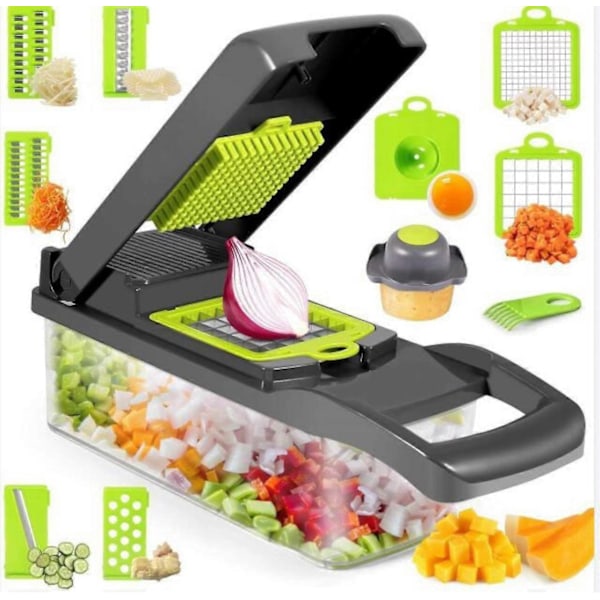 Multifunktionell Köksgrönsaksskärare, Grönsakshackare med Äggseparator, Rostfria Blad Bra för att Skära Frukt & Grönsaker