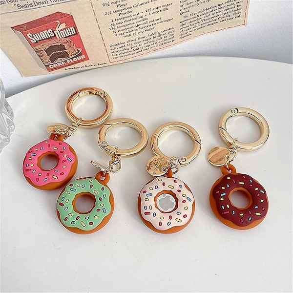 3D Mode Sød Chokolade Donuts Dessert Silikone Cover Til Apple Airtag Etui Med Nøglering Holder Anti-tab Stødsikkert Beskyttelsescover Til Airt