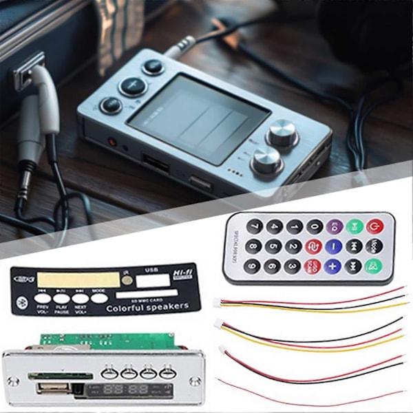 Mini 12V Blå Lys MP3 Dekoder Audio Dekodingstavle Tidvisning Støtter U-Disk TF Kort FM Dekodermodul