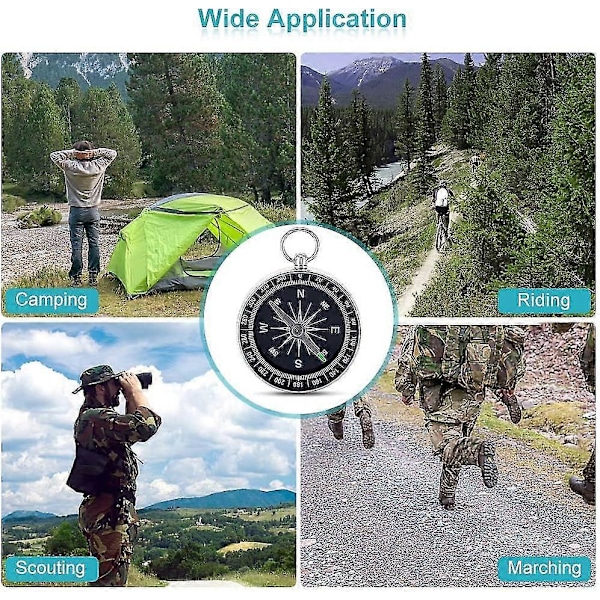 Portabel Fickkompass, Mini Orienteringskompass med Aluminiumskal för Utomhuscamping Vandring Backpacking Navigation (2st, Silver) -T