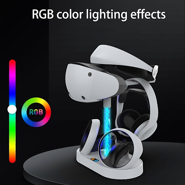 Spilcontroller Oplader Magnetisk Blændende RGB Lys Glas/Headset Understøttende Headset Dobbelt Base Spilcontroller Opladningsdock Holder til PS VR2