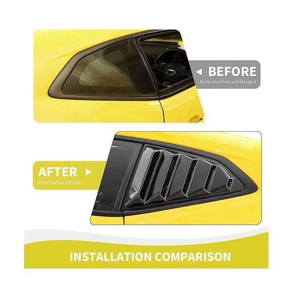 Bagrude Side Window Louvers til 2017-2023 Vinduesglas Blinds Tilbehør, Abs Carbon Fiber