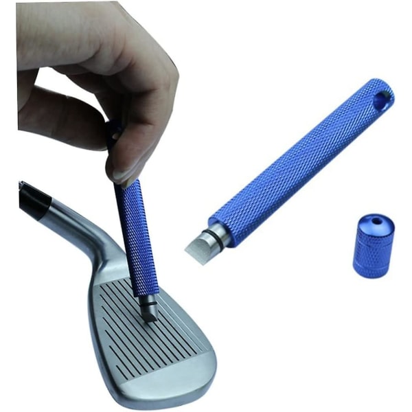 Golf Club Groove Sharpener Golf Club Groove Cleaner Re-grooving Tool And Cleaner For Wedges Irons Golf Club Cleaning Kit(blue)1pcs