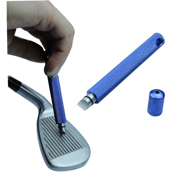 Golf Club Groove Sharpener Golf Club Groove Cleaner Re-rilleværktøj og renser til kilestrygejern Golfkølle rengøringssæt (blå) 1 stk.
