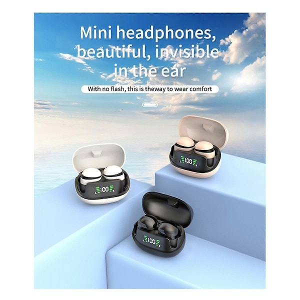 Pienet näkymättömät Bluetooth 5.3 HiFi Stereo -nappikuulokkeet, matalan latenssin langattomat kuulokkeet mikrofonilla työhön, musiikkiin B