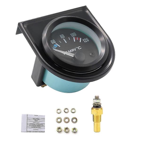 Bil Vandtemperaturmåler Kit Sort Led Universal 101.6-120 Skivediameter 52mm
