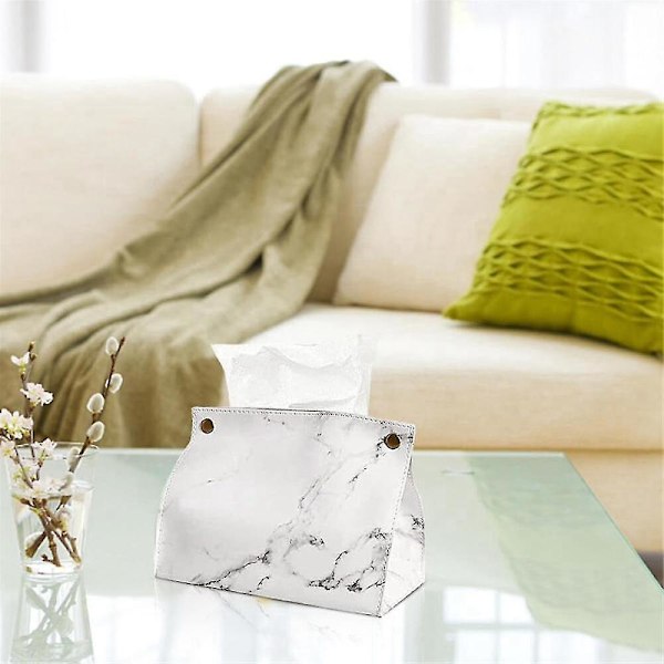 Pvc Läder Marmormönster Tissue Box Fodral, Behållare, Servetthållare, Papperspåse, Kosmetikbox, Förvaringsväska, A