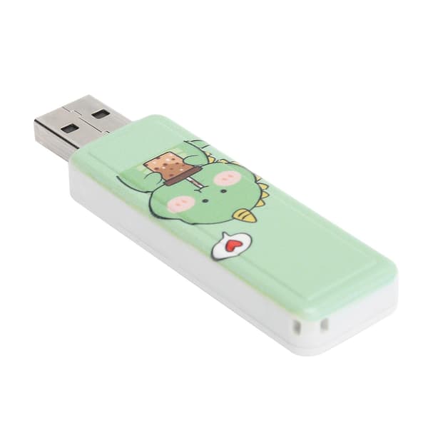 U Disk USB2.0 Push Pull Minnebrikke Flash Drive Firmagave Biltilbehør Datatilbehør (Melk Te Liten Dinosaur 128GB)