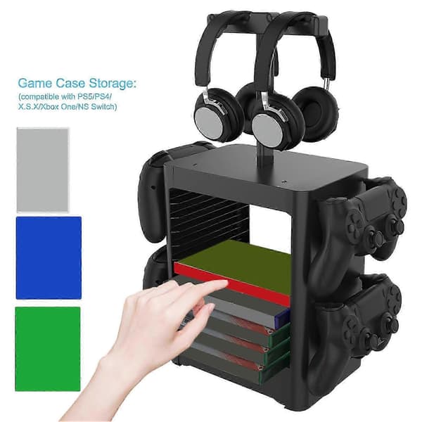Vertikal Spillagringshylle Multifunksjonell Headset Spilldiskholder for PS5 Spill