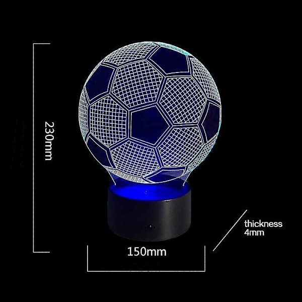 Wabjtam Fotboll Nattlampa För Pojkar, Fotboll 3D Illusion Lampor För Barns Sovrumsinredning, 7 Färg Touch Switch Coola Presenter För Flickors Födelsedag Jul