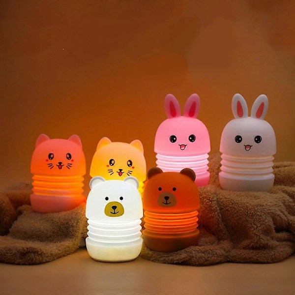 Vikbar Nattlampa Björnunge för Barn, Silikon Nattlampa för Spjälsäng och Småbarn, Laddningsbara Djurlampor för Flickor och Pojkar, Kawaii Lampa, Lam
