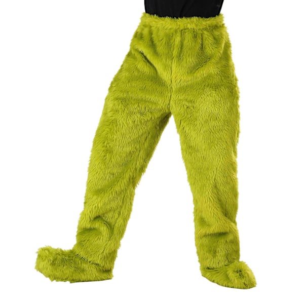 Grinch-aikuisen plussapäähousut sukkakengillä joulupyjama housut turkisjaloilla vihreä hirviö