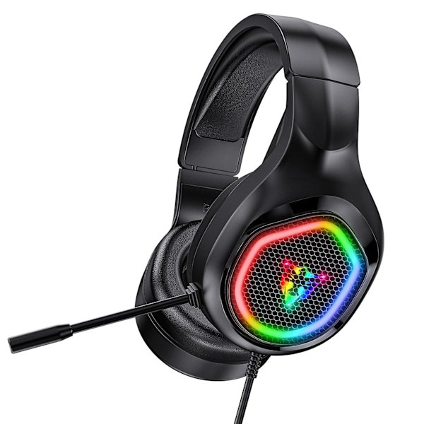 Spelheadset med låg latens, 7.1-kanals surroundljud, 360-graders roterande brusreducering, trådbundet headset