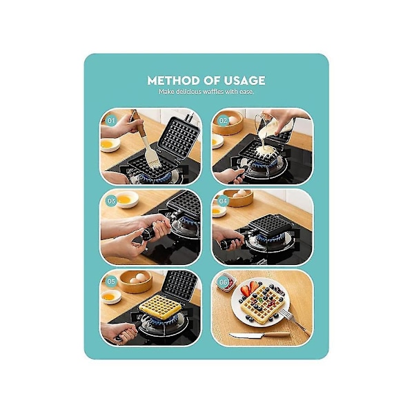 Vaffeljernplater, dyp fylling, non-stick aluminiumslegering, tradisjonell for enkel rengjøring A