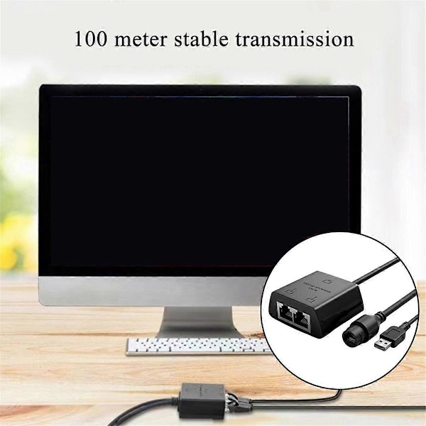 RJ45 Splitter 1 til 2 Ethernet Adapter Kompatibel Cat5 Cat5E Nettverkskabel Forlenger for Router Laptop (Mann)