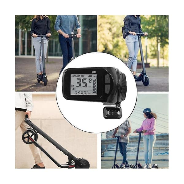 24v/36v/48v/60v S886 Ebike LCD Display Panel Tommelfingergas til Elcykler E-scooter (sm Stik 5pin)