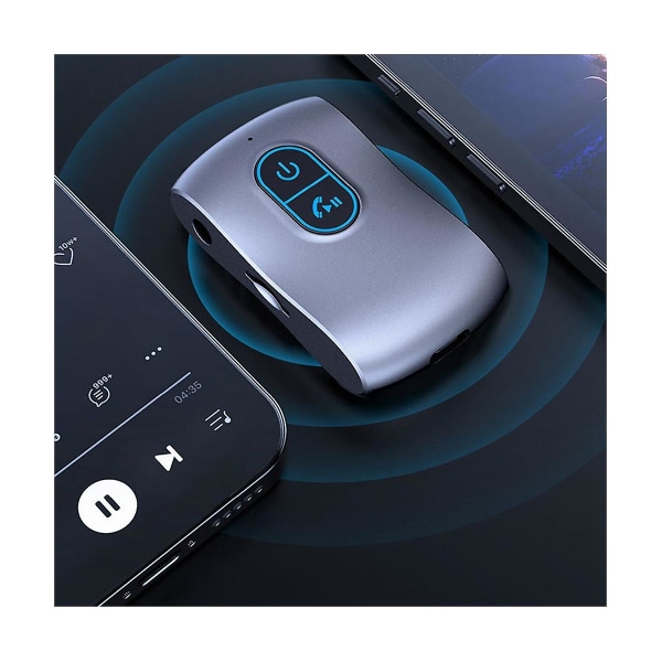 Bluetooth autosovitin, Aux Bluetooth 5.0 -sovitin autoon, 2 in 1 Bluetooth lähetin, 16 tunnin akku