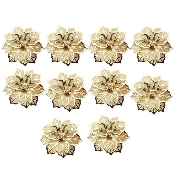 10 st Blomma Design Servett Ringar Metall Guld Servett Spänne Servett Ring Hållare & 6 st Julkrans