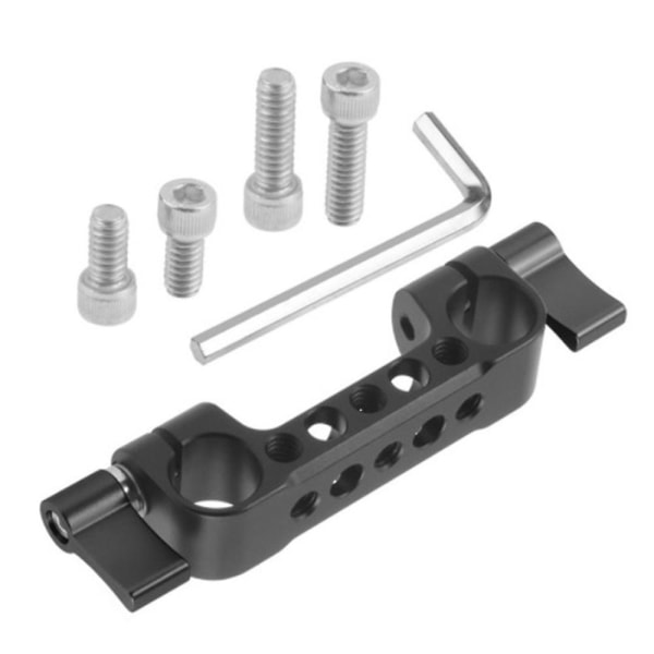 Lightweight Dual 15mm Rod Clamp Railblock With 1/4 Screw Holes For Dslr Camera Rod Shoulder Support