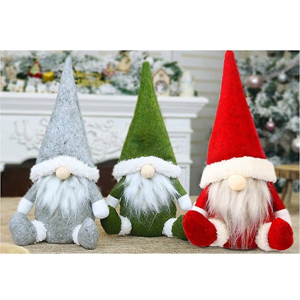 3 stk. Håndlavede Plys Julegnomer Svensk Tomte Skandinavisk Stil Julemand Elf Juledekoration til Hjem Restaurant Kontor