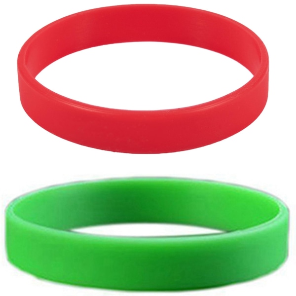 2 st Mode silikongummi Elasticitet Armband Armband Manschett Armband Armband - Röd & Grön