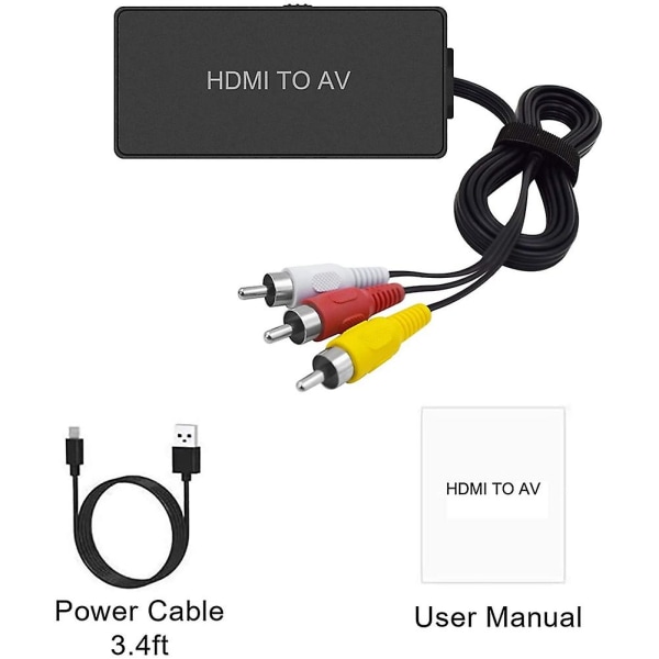 Hdmi-kompatibel til AV-konverter understøtter Pal/ntsc-kompatibel Fire Stick, til Apple Tv, DVD, Blu-ray-afspiller