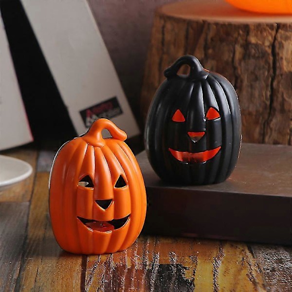 Halloween Lysande Pumpa Självlysande Halloween Jack Lantern Lampa Pumpa Figurin Med LED-lampor Hus By För Inomhus Hem Bord Party B