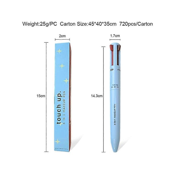4-i-1 Makeup Pen Touch-Up Pen Makeup Øjenbryn Blyant Vandfast 4 Farver Multifunktionel Makeup Beau
