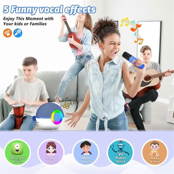 Mini Karaoke-laite 2 mikrofonilla, kannettava Bluetooth-mikrofoni laululelu LED-valolla, joulu