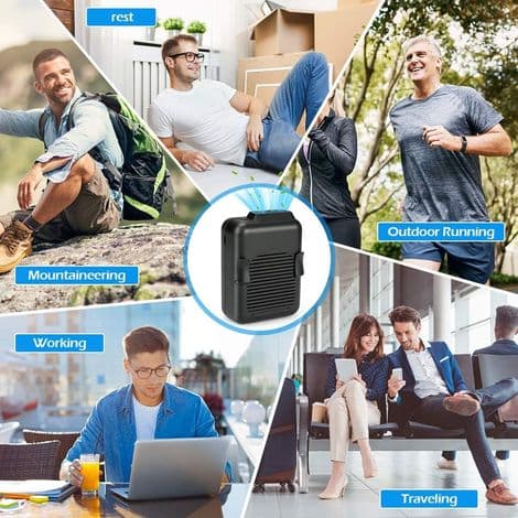 Mini bærbar håndfri clip-on ventilator, halskæde-stil, 6000mAh USB-opladningsventilator til udendørs vandreture, camping og køling