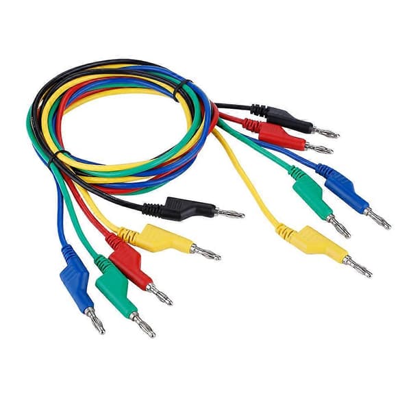 5 stk. P1036 Høyspent Dobbelthodet 1M 4mm Bananplugg Kabel Testledninger For Multimeter