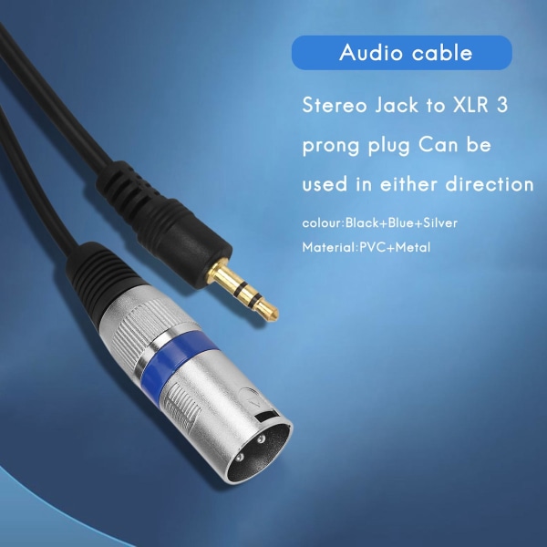 3,5 mm Stereo Jack Plugg til 3-pin XLR Hann Kabel Mikrofon Lydinnspilling