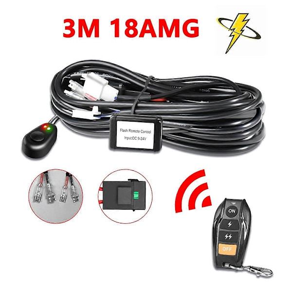 LED Lysbar Ledningsnett Kit 2 Ledninger Trådløs Fjernkontroll Ledningsnett Kit 18AWG Kjerne Kabel