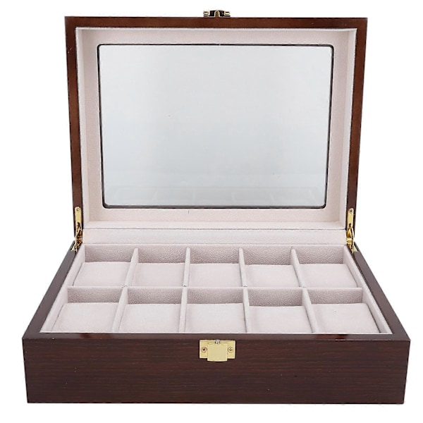 Klockbox Organizer Display Fint Trä 10 Fack Lyxigt Fodral Smyckesdisplay Förvaringslåda YEMAA
