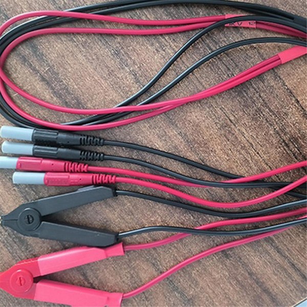 Kelvin Test LCR-kabel Bottenresistans 4-tråds 4mm Lanternplugg Clip Orichalcum Plätering Kelvinprober J.70075