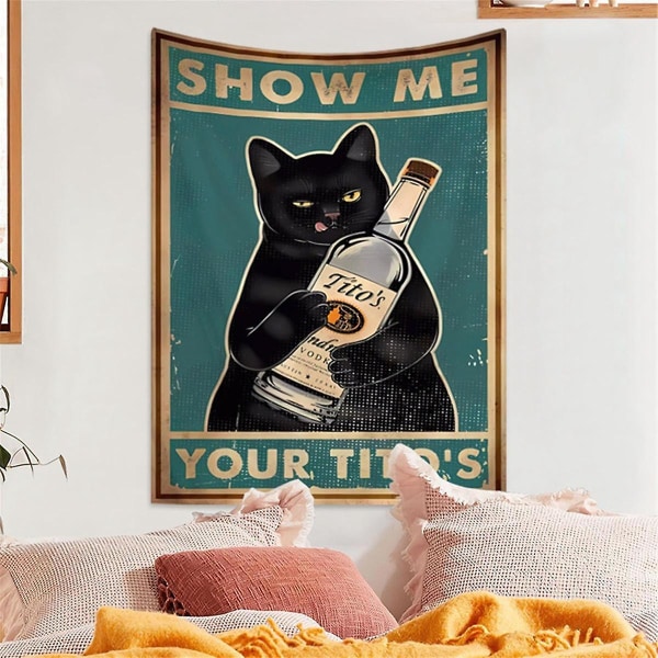 Funny Your Black Cats Juliste Mies Luolakyltti Vintage Baarikyltti Baari Seinäkoristelu 150x130cm