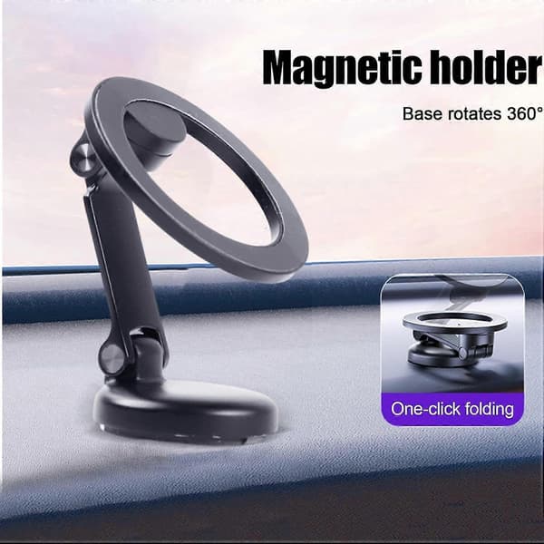 Magnetisk telefonholder til bil, foldbar magnetisk holder til bil, 360-graders drejelig