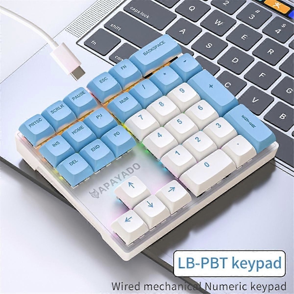 33 Tasters Kablet Mekanisk Numerisk Tastatur med Flerfargede Lys Passer Bærbar PC Numerisk Tastatur, , Rød Bryter