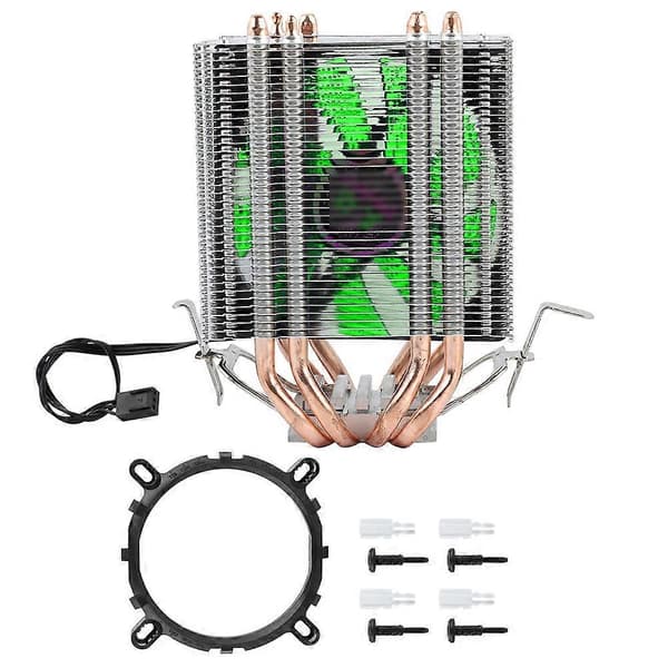 4 Heat Pipe CPU Blæser Radiator Køler Køleplade Til Intel LGA 1155/1156/1366 (Grønt Lys) YEMMA