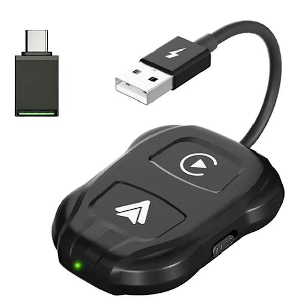 2-i-1 trådløs Carplay og Android Auto trådløs adapter, trådløs Carplay-dongle for kablet Carplay og Android (svart)
