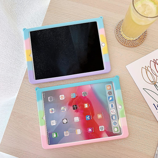 Pop Rainbow Push Bubble Sött Björn Silikonfodral Kompatibelt Med Ipad Pro 11 Tum 2018/2020, Antistress Stöttåligt Fodral Med Snodd&Ställ&Hänge