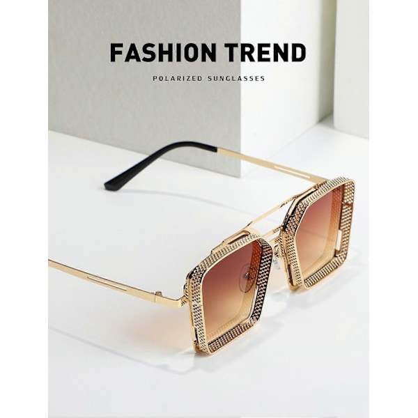 Firkantede Oversized Solbriller til Kvinder Mænd Flad Top Mode Shades