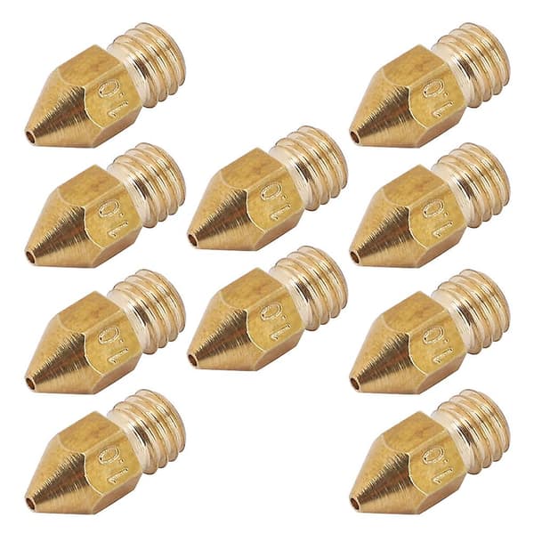10 stk. 1 mm messingekstruderdyser for Mk8 3D-printer - 1,75 mm