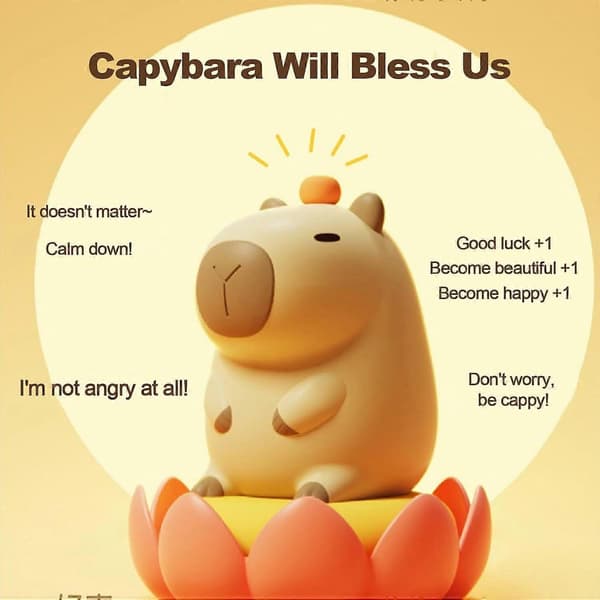 Capybara Natlamper, Capybara Natlampe Børn, Dyreformede Lamper, USB