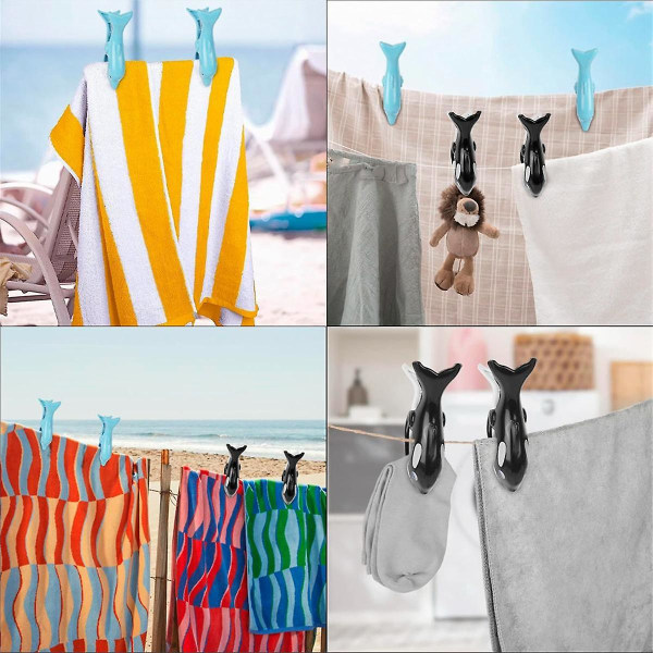 Dolphin strandhåndklædeclips, vindtæt plastik tøjklemmer, dyrehåndklædevaskeclips til strandchai