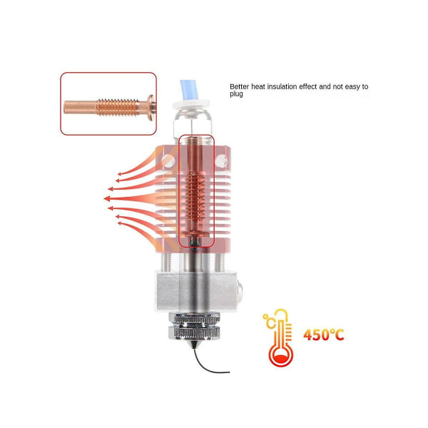 Erstatningsdyse med seks hals - Messingdyse integrert, rask demontering, for Hotend 3D-skriverdeler